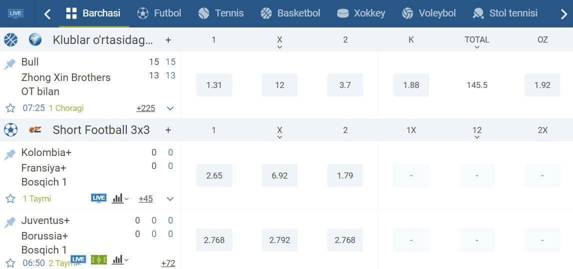 1xbet uzbekinstan betting markets